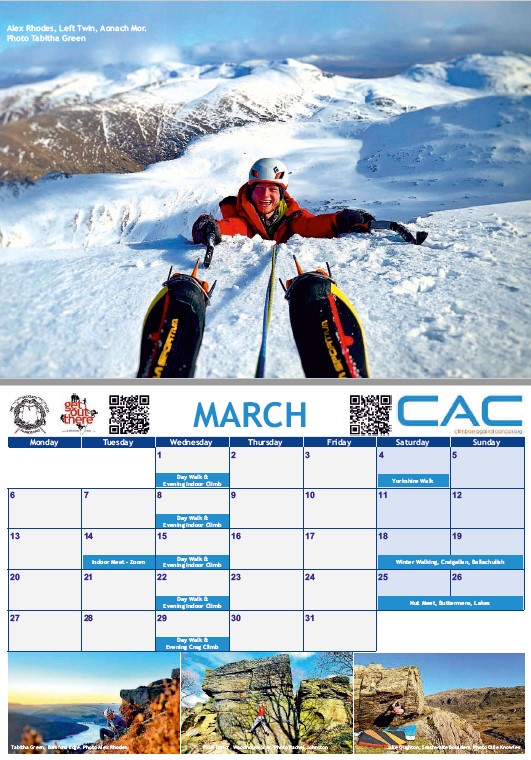 Rucksack Club CAC calendar 2023 Climbers Against Cancer